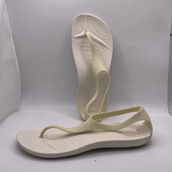 Crocs Sexi Women's Size 8 White Thong Strappy Beach Summer Open Toe Business - Picture 3 of 8